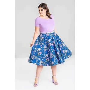 Hell Bunny NWT blue floral skirt